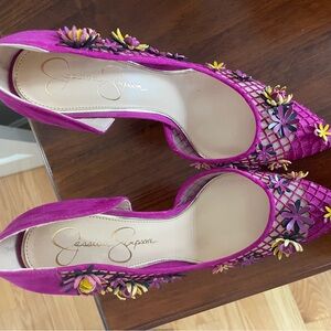 Jessica Simpson Bright Fuchsia Floral Pointed-Toe Heels